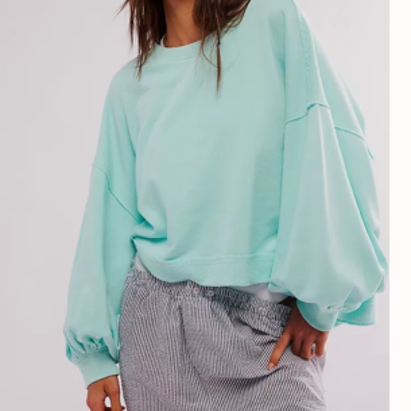 Free People Tops - Free People Trish Sweatshirt in Moonlit Jade sz xs NWT